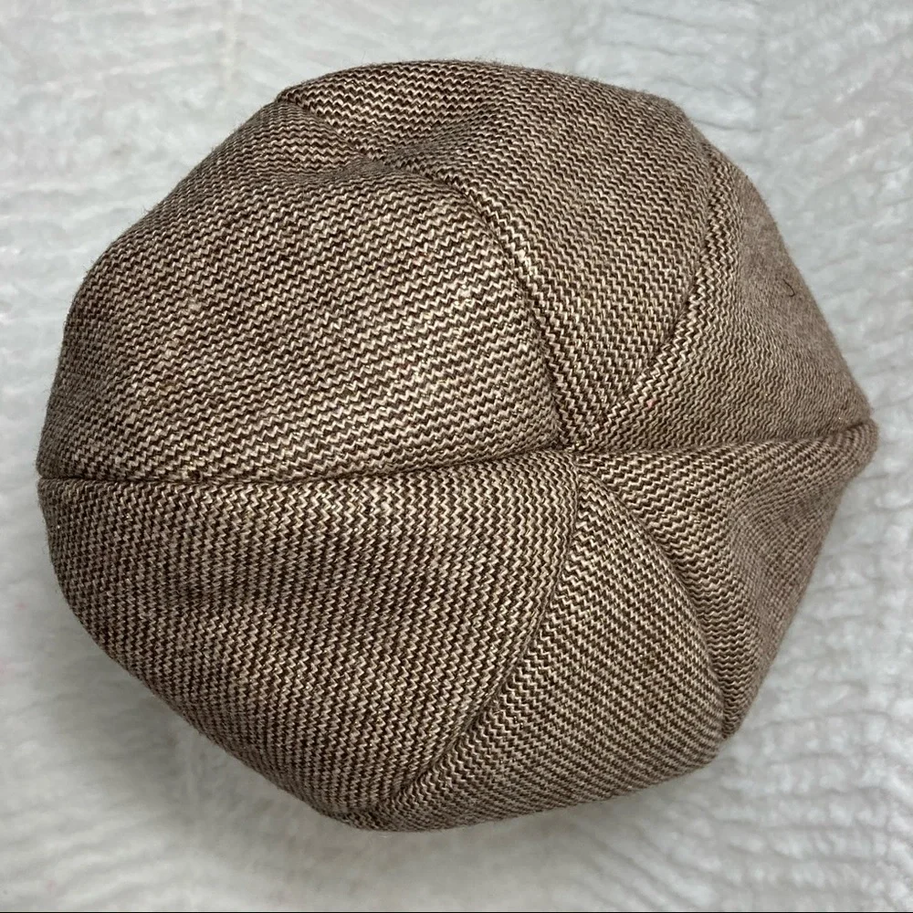 D&Y Newsboy Cap Brown Tweed Button Metallic Thread - Picture 6 of 16
